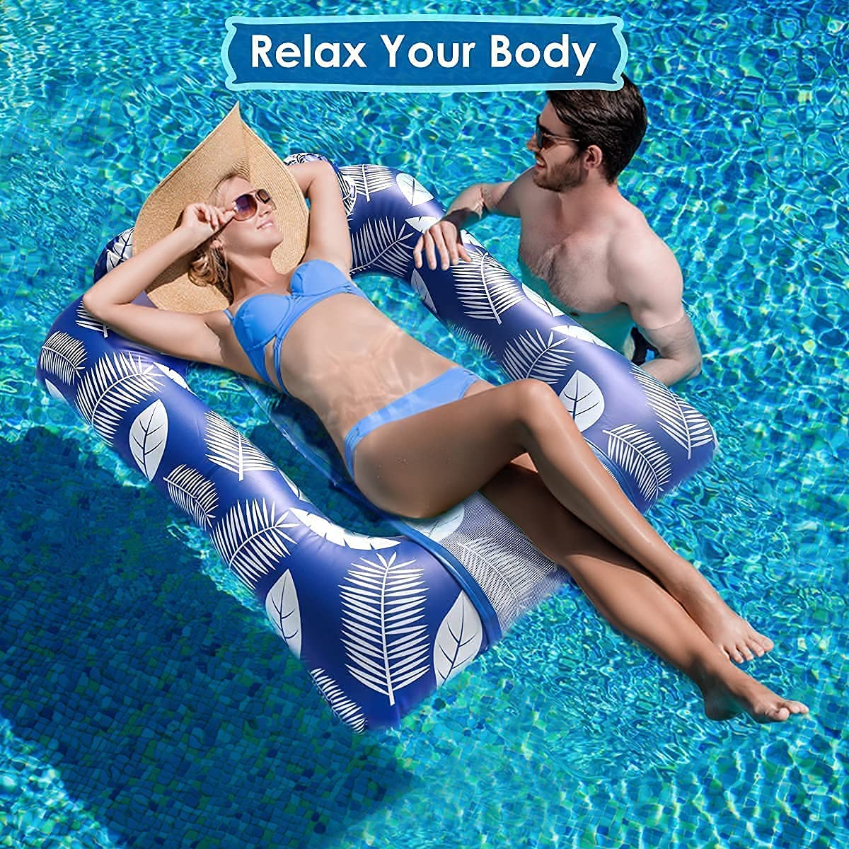 Beiou Inflatable Zero Gravity Chair Lounge, Inflatable Pool Chair, Adult Pool Float, Heavy Duty, Blue