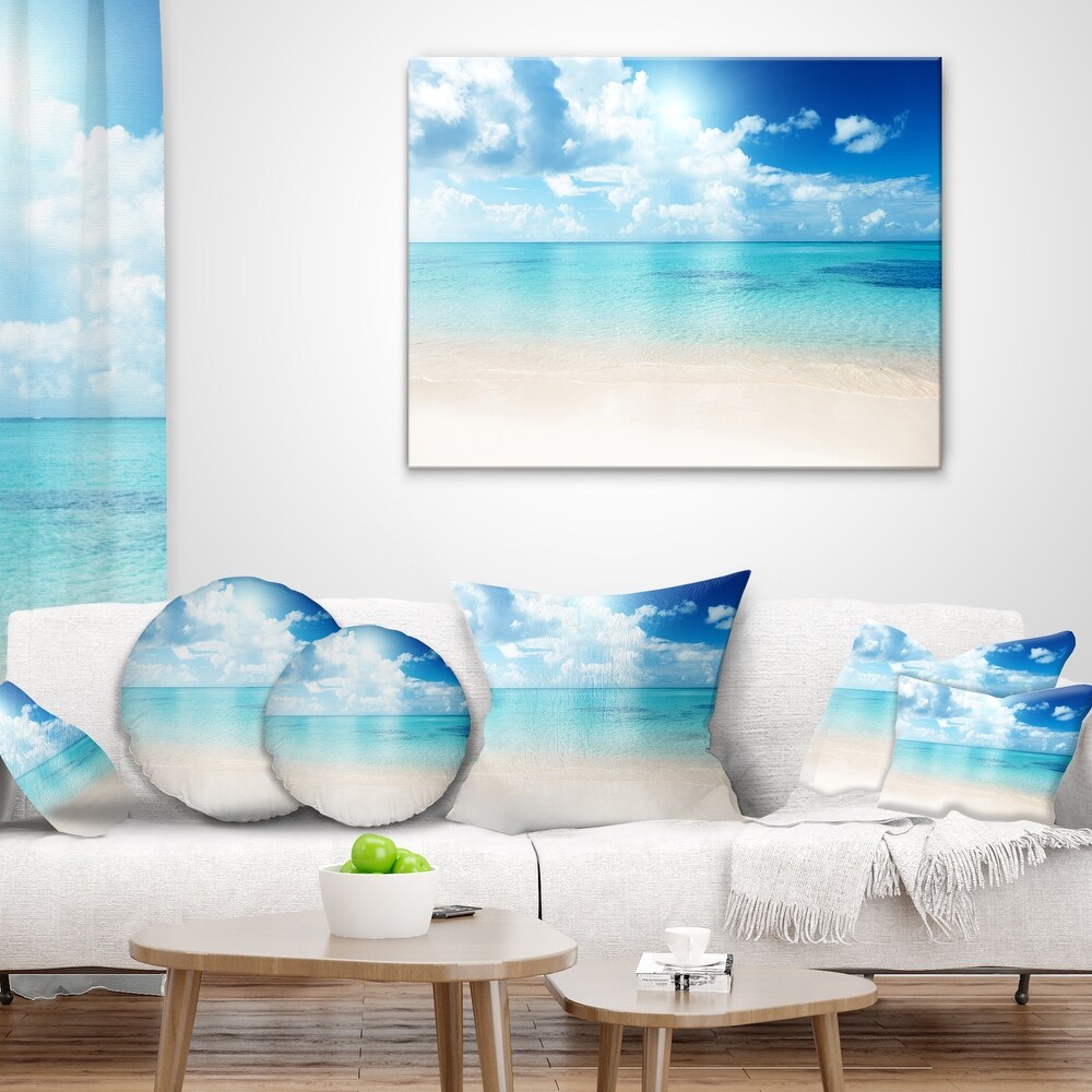 Sand of Beach in Blue Caribbean Sea   Modern Seascape Canvas Artwork Print