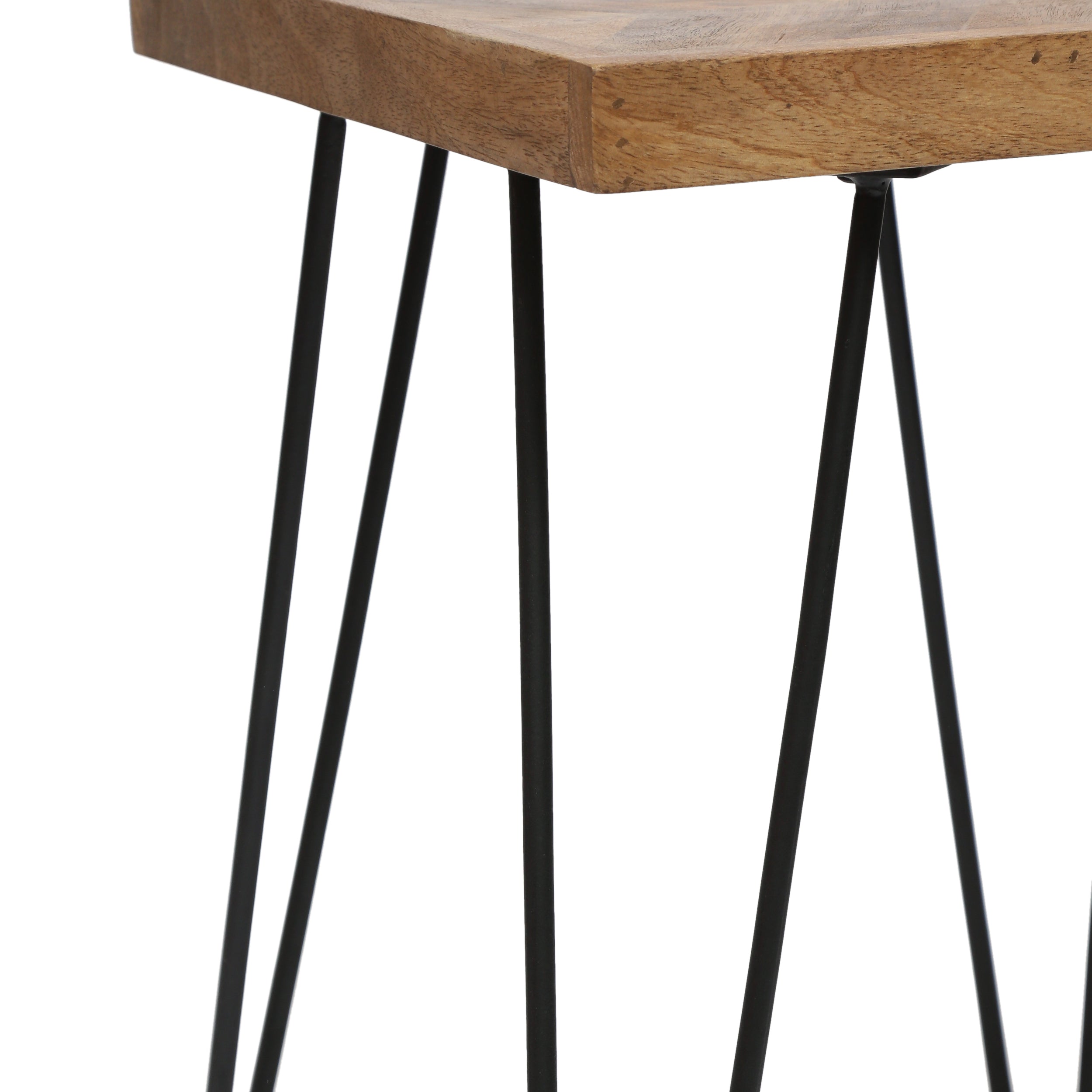 Sonne Modern Industrial Handcrafted Mango Wood Side Table with Hairpin Legs, Natural and Black