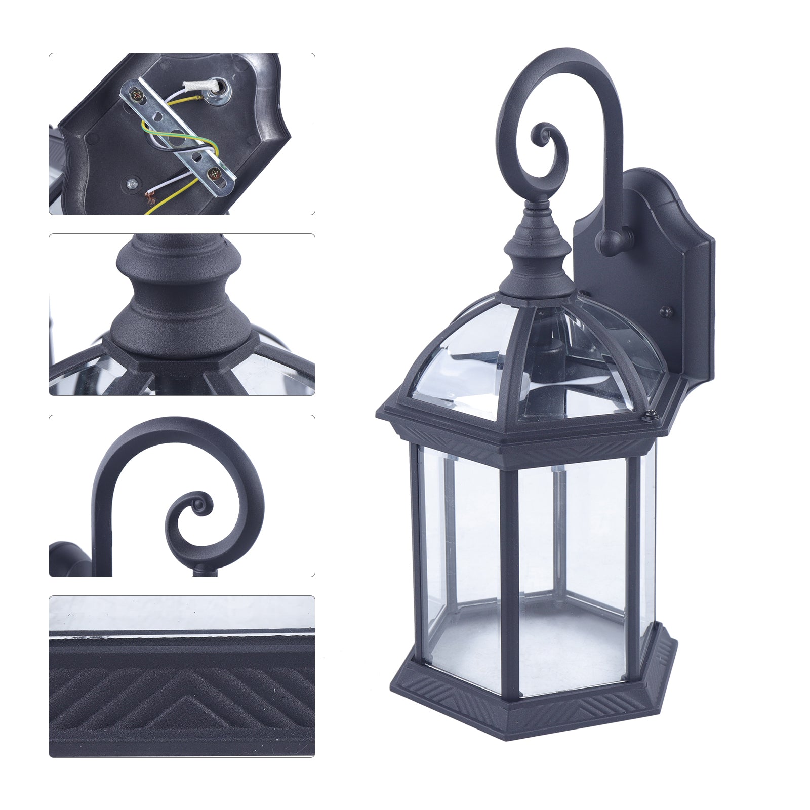 Miumaeov Retro Outdoor Wall Ligh Waterproof Porch Lamp Outdoor Garden Lamp Sconce E26 Aluminum Glass 7.9x7.9x15.75 inch