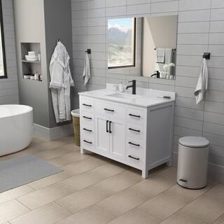 Wyndham Collection Beckett 54 in. W x 22 in. D x 35 in. H Single Sink Bath Vanity in White with White Cultured Marble Top WCG242454SWBWCUNSMXX