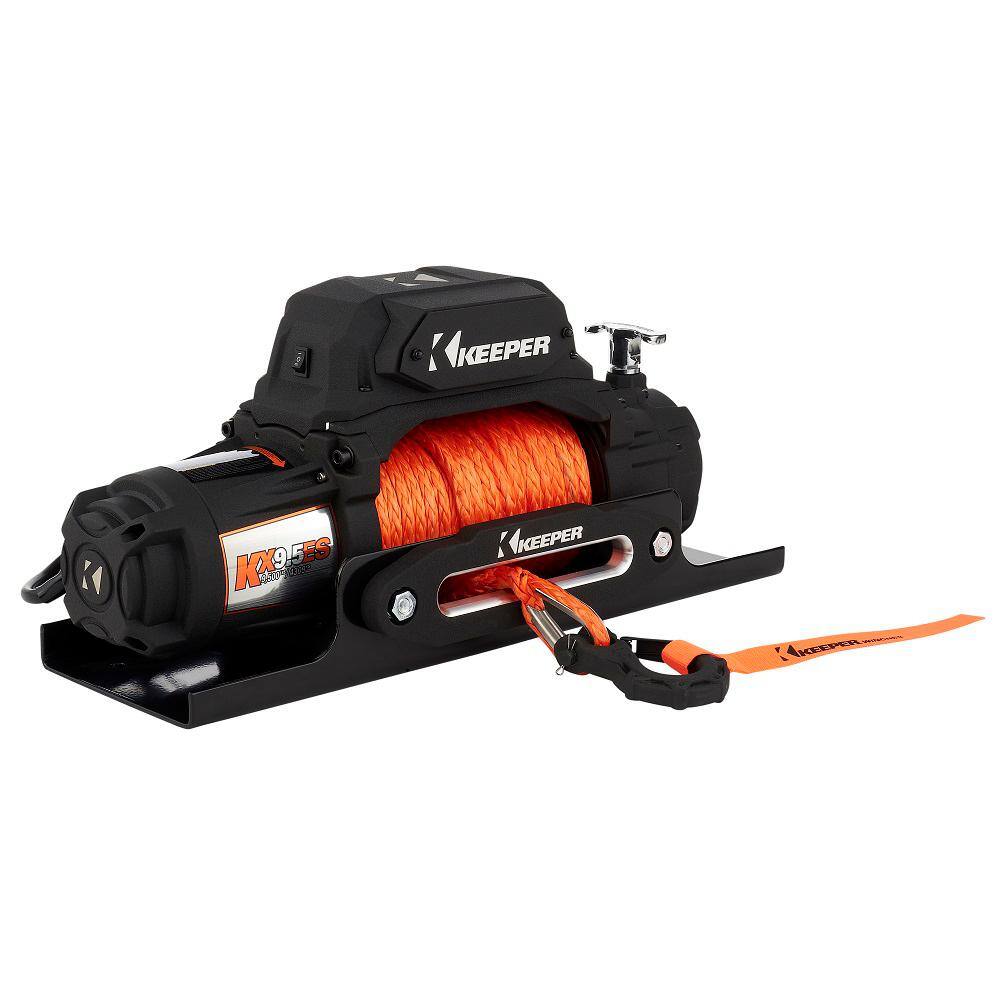 Keeper 12-Volt DC 9500 lbs. Winch with Synthetic Rope KX95132-1