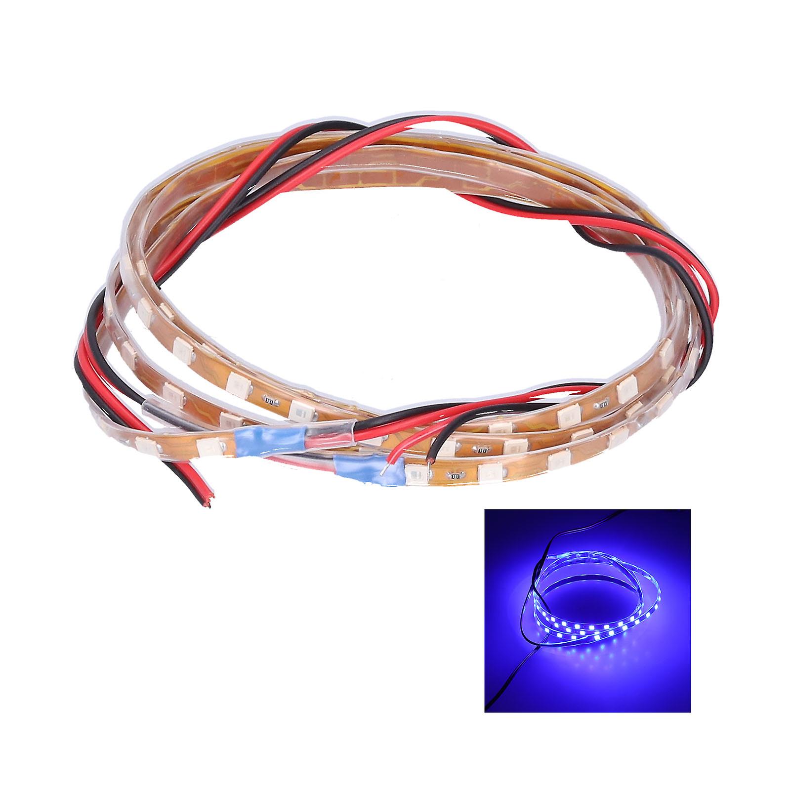 90cm Led Strip 90 Lamp Chips Decorative Ambient Lighting 12v Universal For Car Motorcycleblue Light