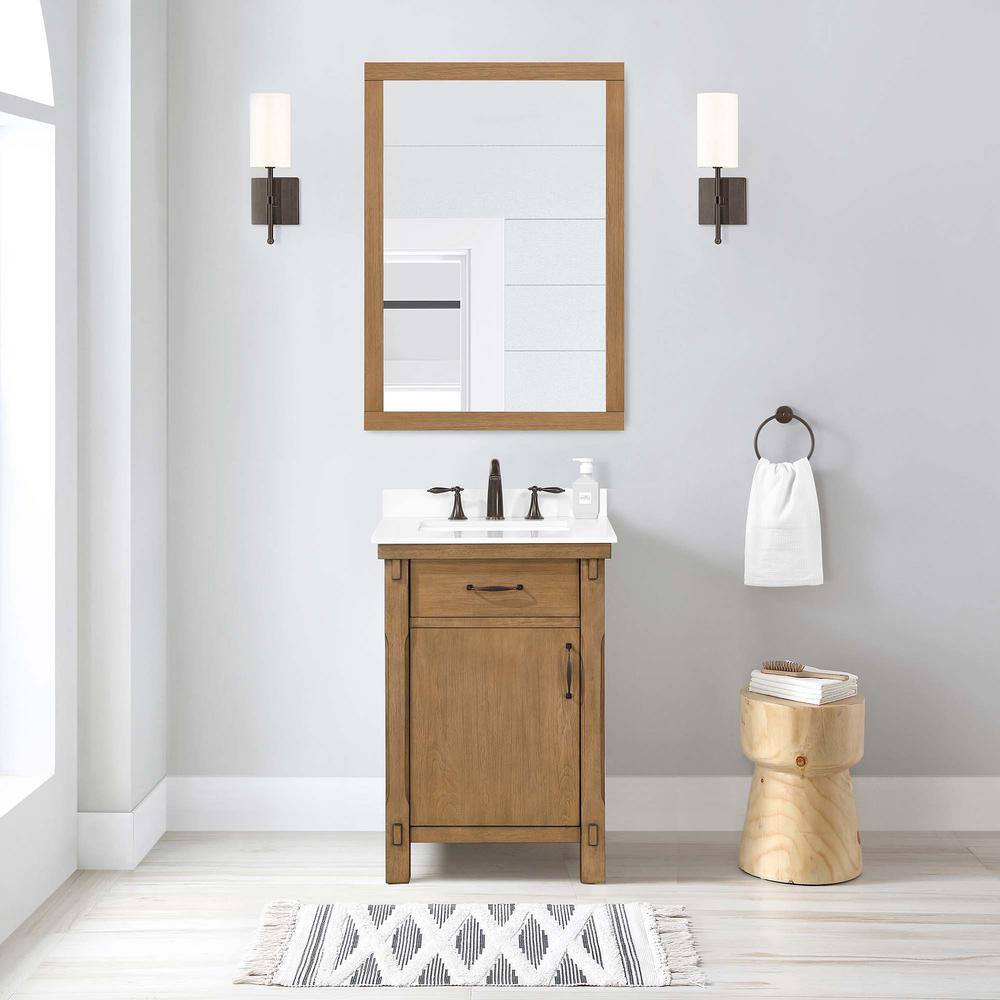 Home Decorators Collection Bellington 24 in. W x 22 in. D x 34.5 in. H Bath Vanity in Almond Toffee with White Engineered Stone Top Bellington 24