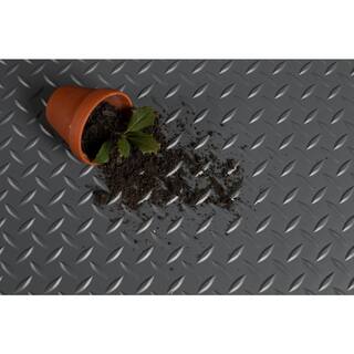 HDX 7.5 ft. W x 14 ft. L Midnight Black Diamond Plate Commercial Vinyl PVC Garage Flooring HX45DT714MBRET