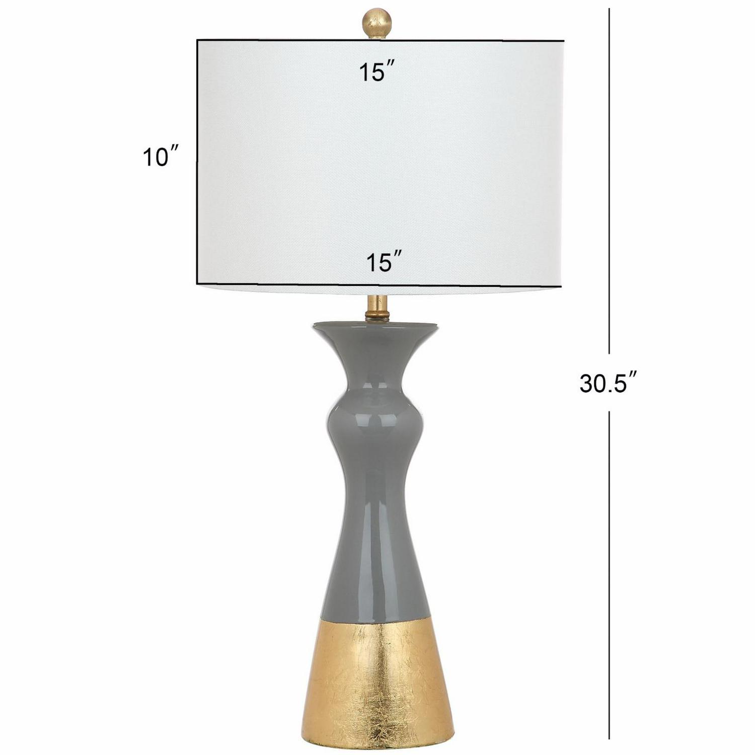 Safavieh Iris 30.5 in. H Mid-Century Table Lamp， Grey/Gold， Set of 2