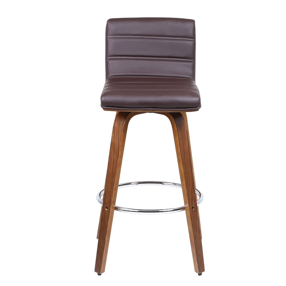 Swivel Wood Bar Stools PU Leather Upholstered Counter Stools Set of 2