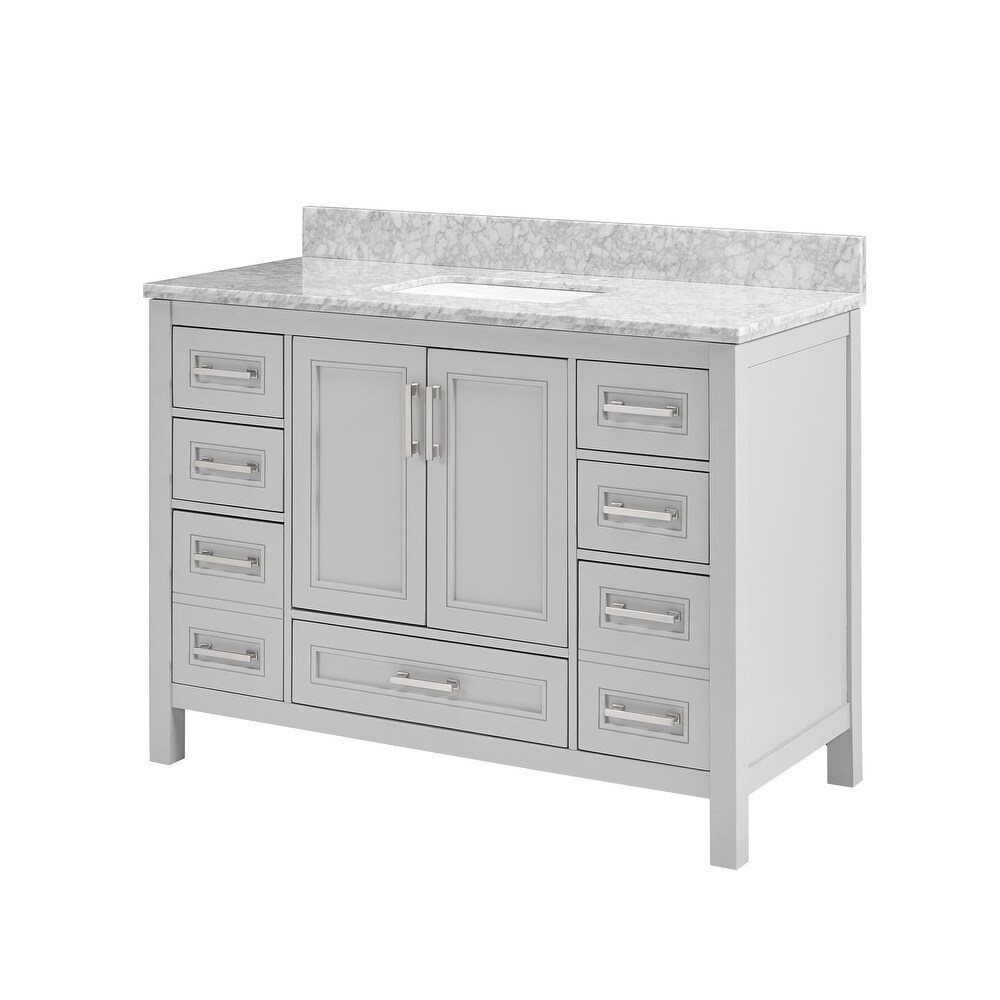 TimelessChic 48 in Undermount Single Sink Bathroom Vanity with Carrara Natural Marble Top