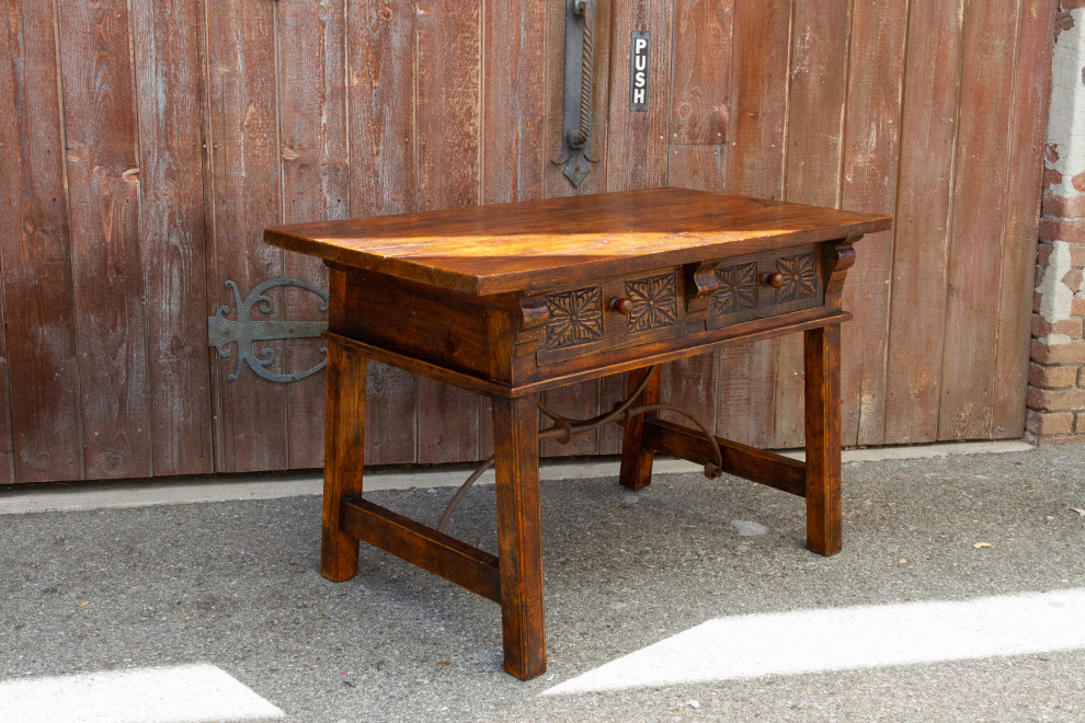 Carved Antique Elm Vizcaya Table   Traditional   Console Tables   by De cor  Houzz