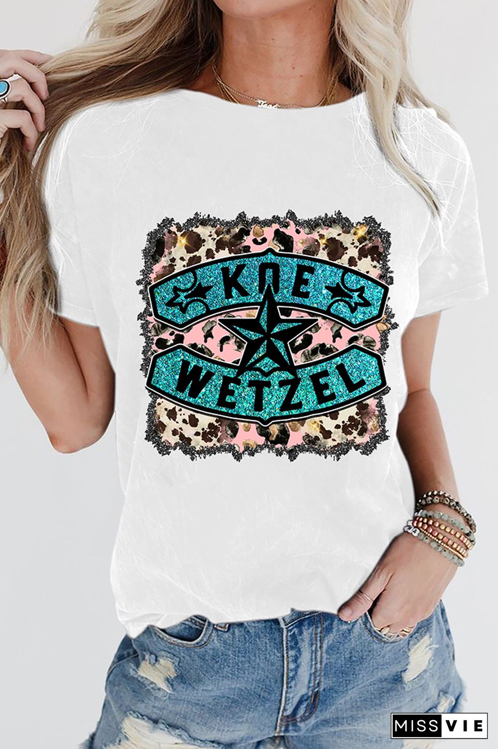 Koe Wetzel Print Graphic Tees for Women Wholesale Short Sleeve T shirts Top