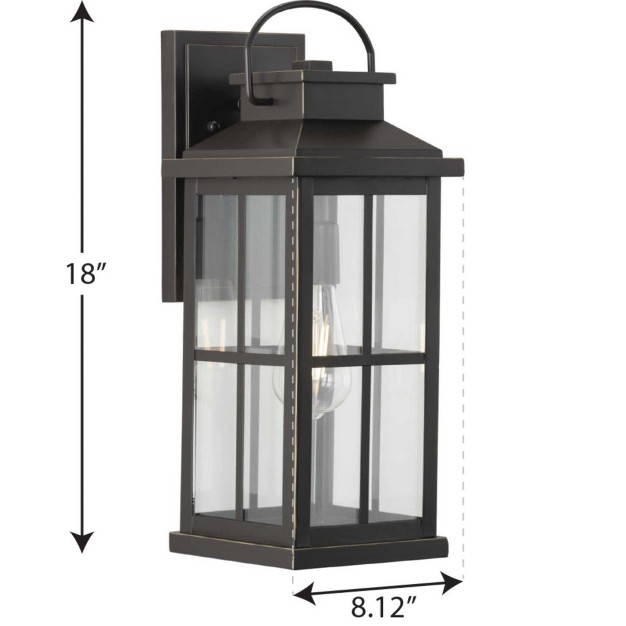 Progress Lighting Williamston 1 light Antique Bronze Farmhouse Outdoor Large Wall Lantern With Clear Glass Shade