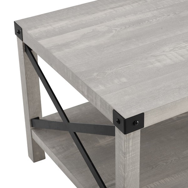 Middlebrook Kujawa Metal Coffee Table with X-shaped Metal Accents