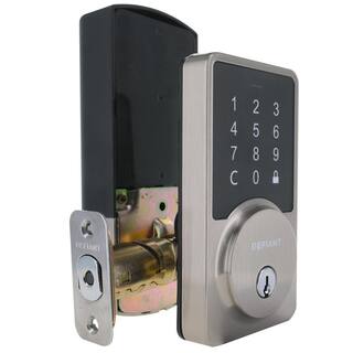 Defiant Square Satin Nickel Smart Wi-Fi Deadbolt Powered by Hubspace HSGC9X2D01AJ