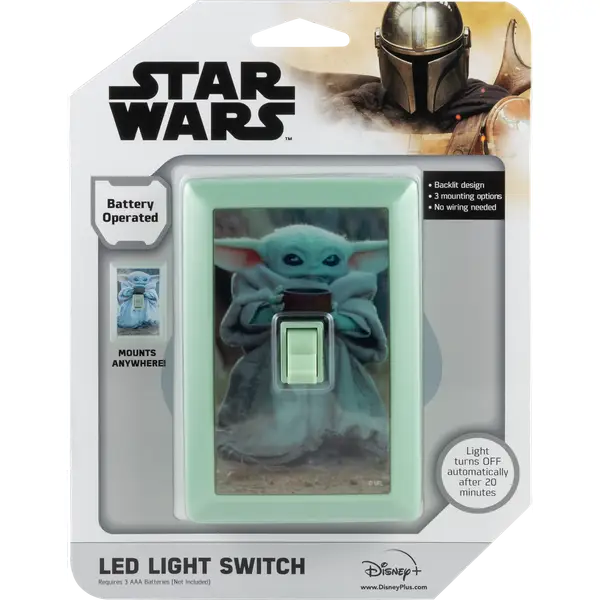 Star Wars Battery Operated LED Wall Switch Light， Star Wars The Child with Cup