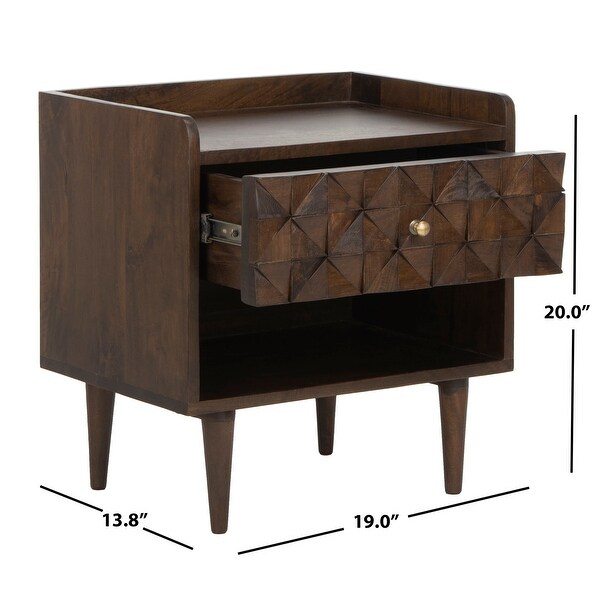 SAFAVIEH Zinnia 1-Drawer 1-Shelf Accent Table Nightstand - - 19484516