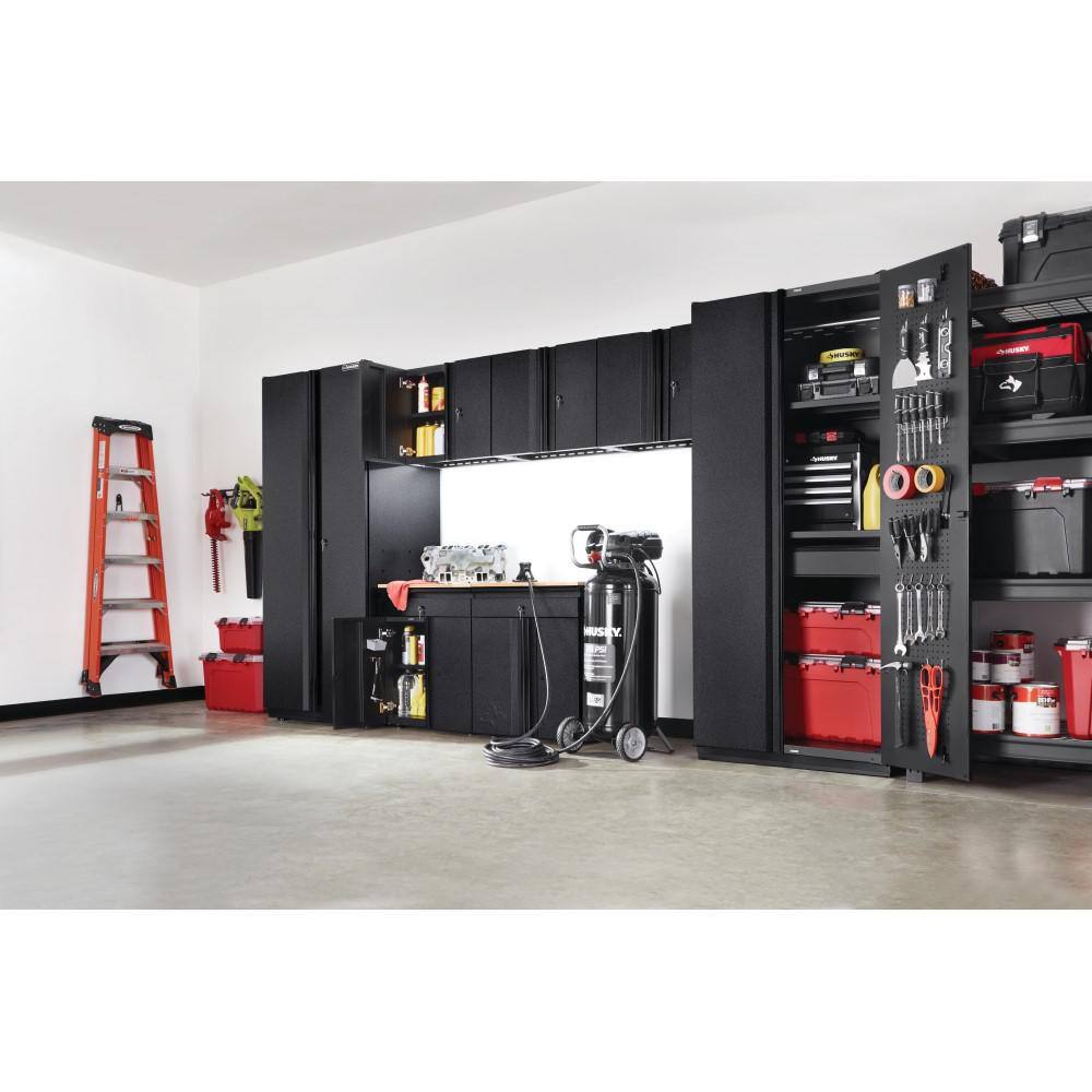 Husky 7-Piece Pro Duty Welded Steel Garage Storage System in Black LINE-X Coating (156 in. W x 81 in. H x 24 in. D) HTC722041-LX