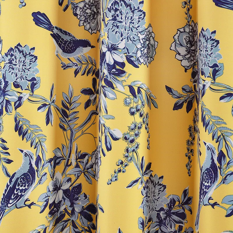 Lush Decor Farmhouse Bird and Flower Insulated Grommet 100% Blackout Window Curtain Set