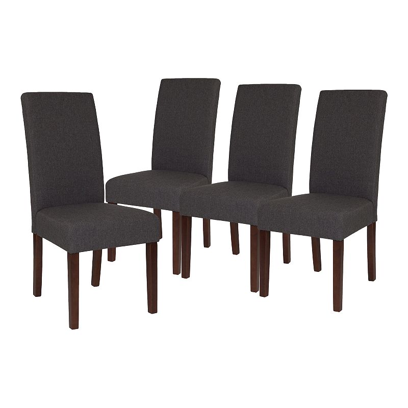 Merrick Lane Ellison Mid-Century Panel Back Parsons Accent Dining Chair - Set of 4