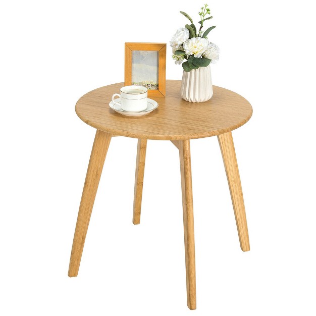 Costway Natural Round End Table Modern Stylish Side Table W 20 x27 x27 Round Tabletop