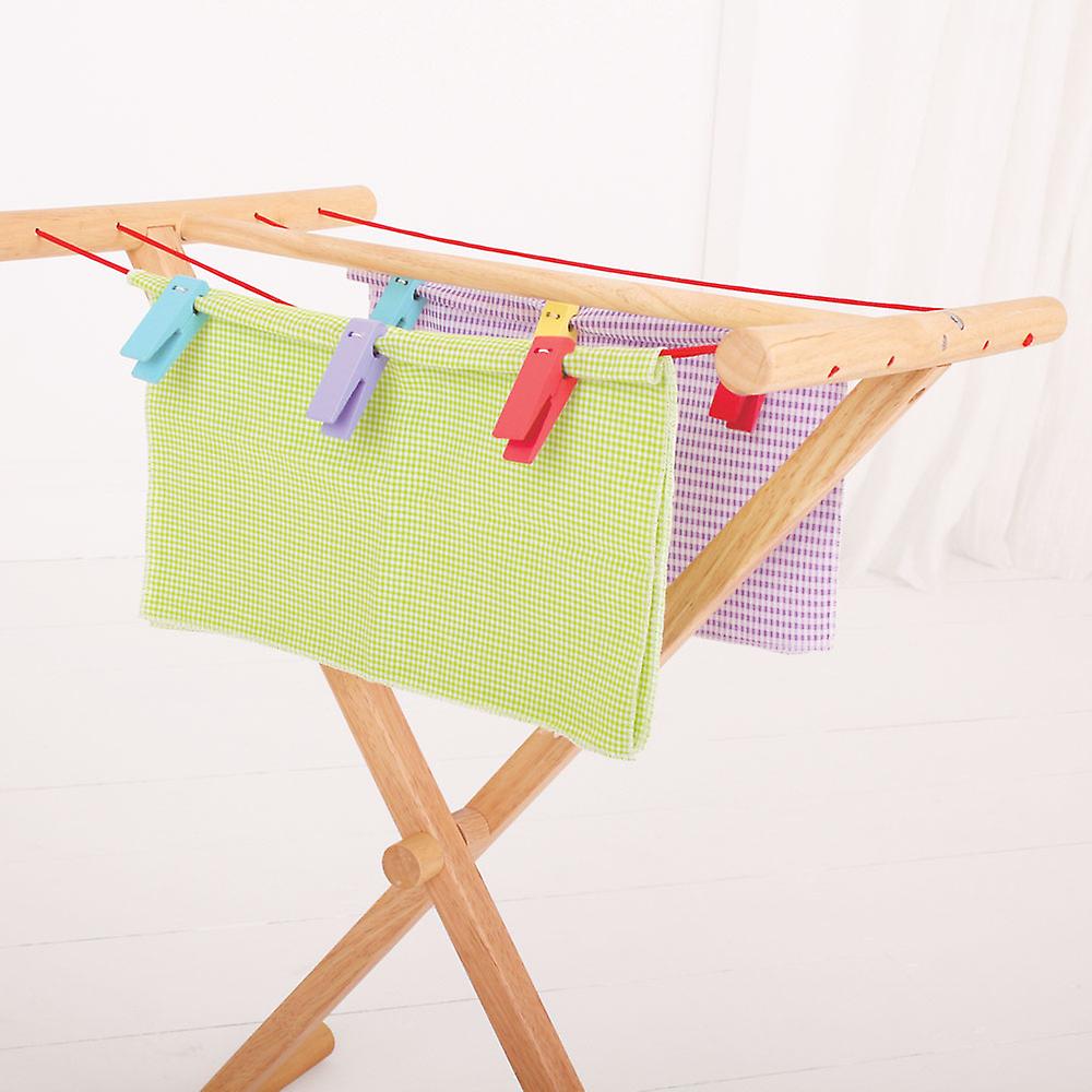 Bigjigs Toys Wooden Children's Pretend Play Clothes Airer Roleplay Kids