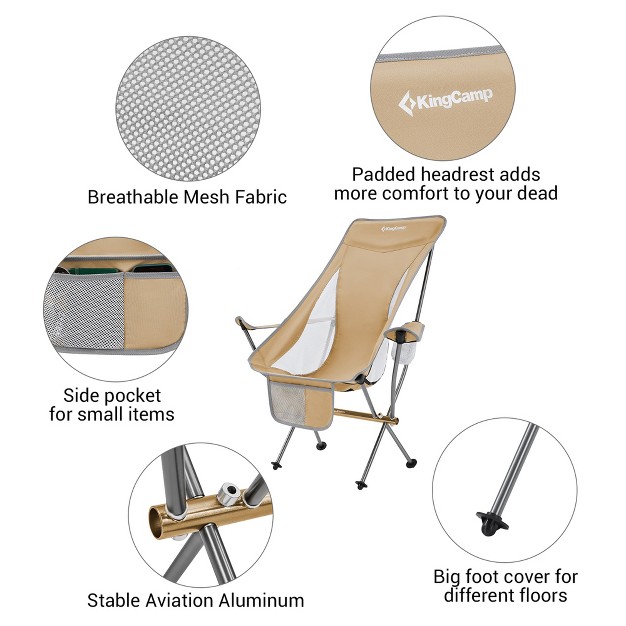 Kingcamp Lightweight Highback Camping Chair With Cupholder amp Pocket