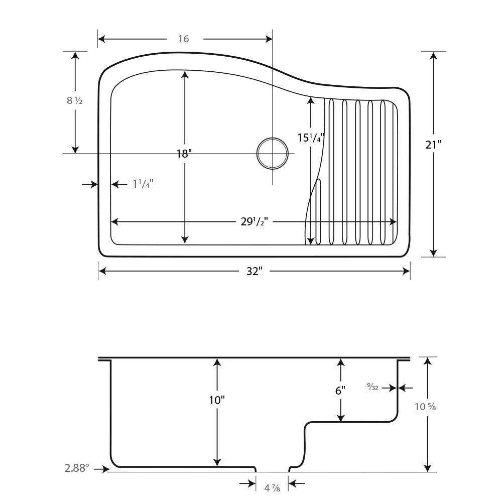 Swan Ascend Undermount Granite 32 in. 0-Hole Single Bowl Kitchen Sink in Nero QU03322AD.077