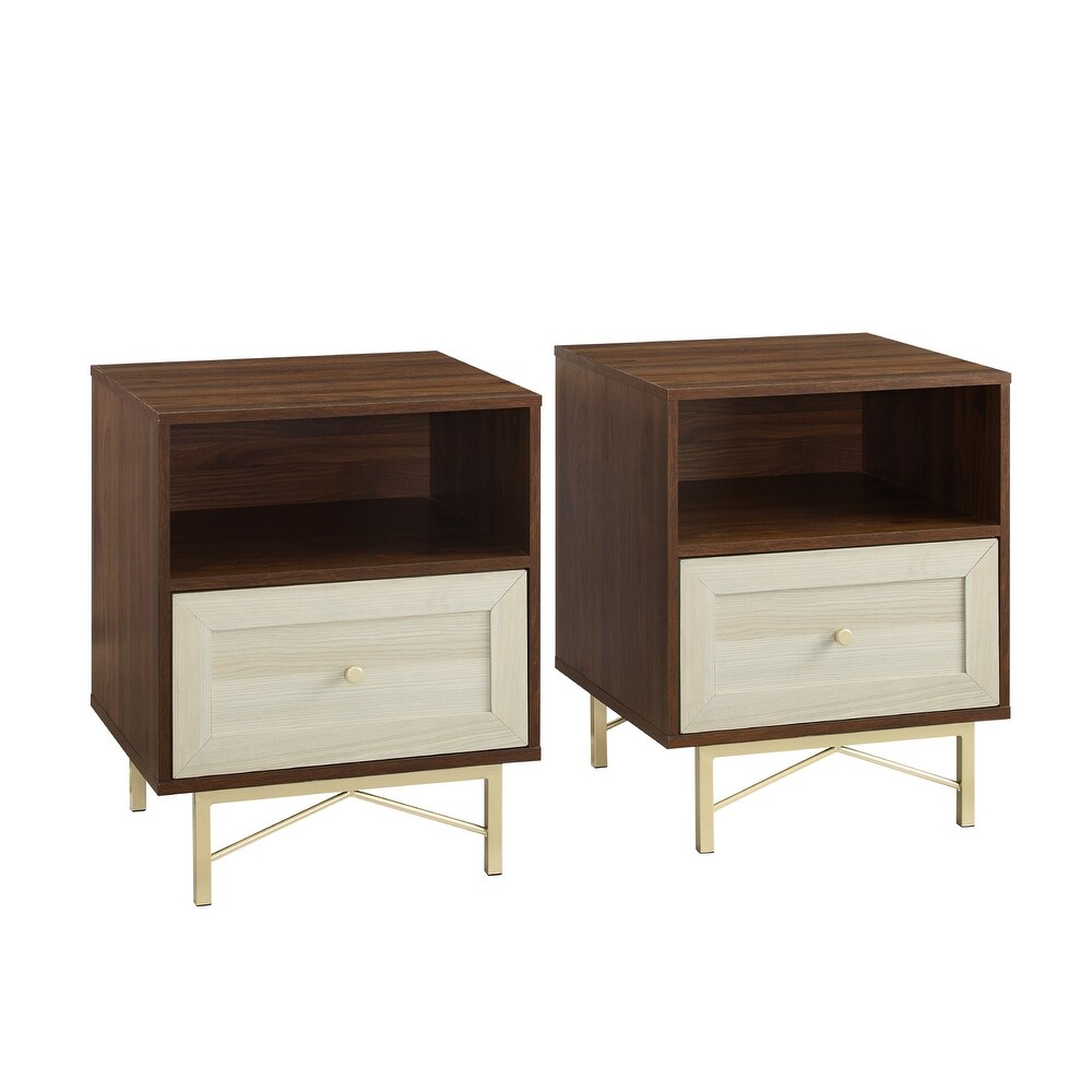 Middlebrook 1 Drawer Gold Base Nightstands  Set of 2