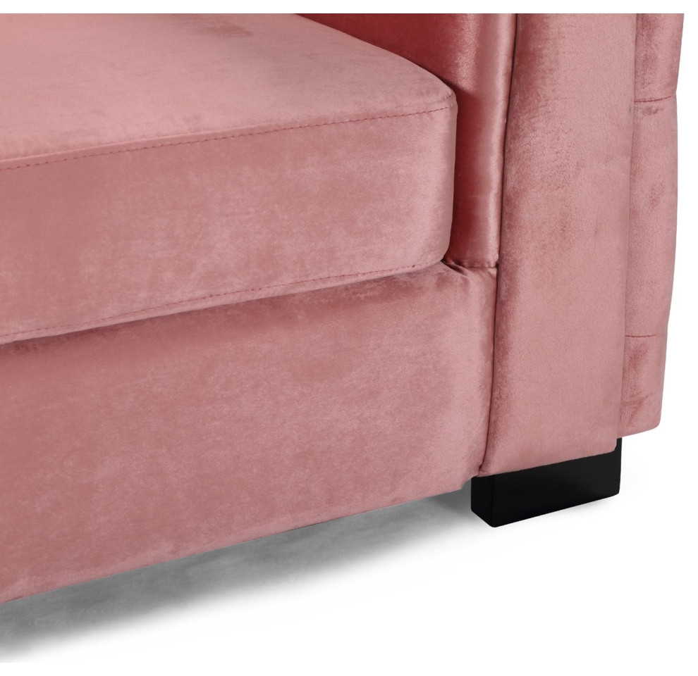 Contemporary Sofa  Curved Design With Button Tufted Velvet Upholstery  Blush   Contemporary   Sofas   by Decorn  Houzz