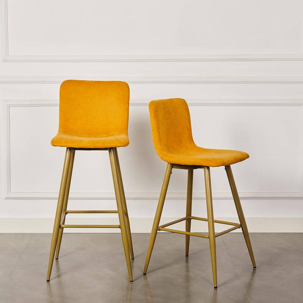 Homy Casa Scargill 30 in. Yellow Upholstered Metal Frame Bar Stool with Fabric Seat (Set of 2) SCARGILL BAR YELLOW