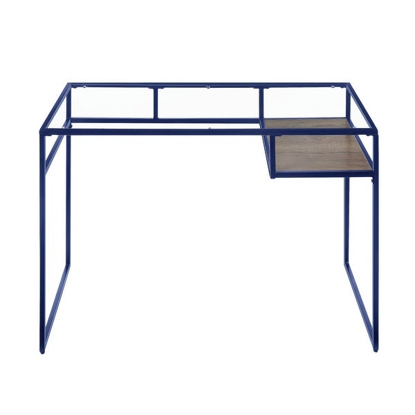 Console Table with Glass Tabletop and Open Compartment