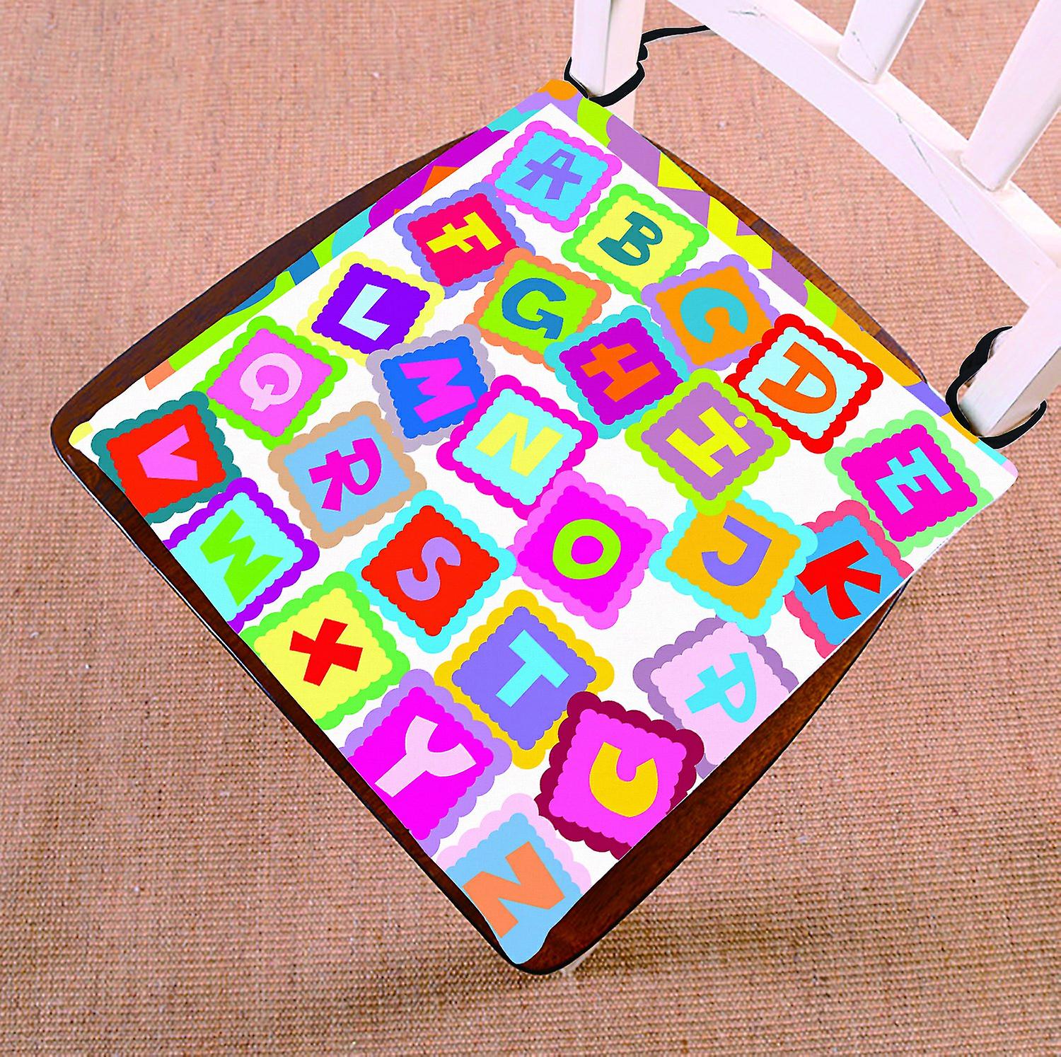 Educational Chair Pad， Abc Alphabet Fun Learning Chart Seat Cushion Chair Cushion Floor Cushion 40x40 Cm