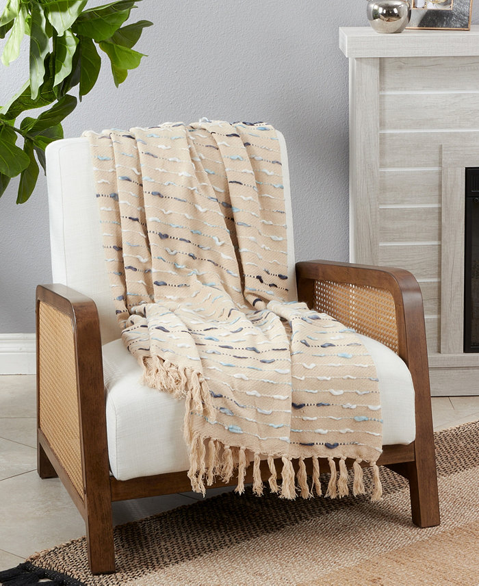 Saro Lifestyle Stitched Striped Throw， 50