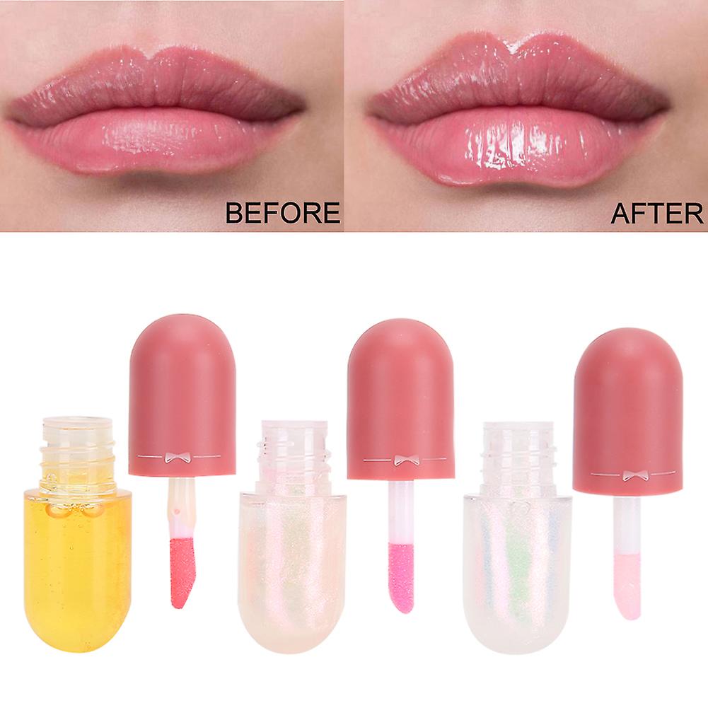 3pcs Clear Lip Glosses Moisturizing Lip Plump Oil Sexy Lip Serum Gloss Base For Makeup