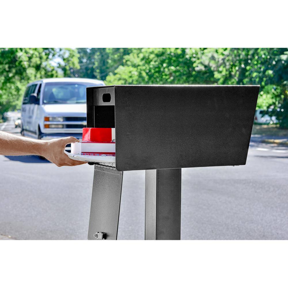 Mail Boss Mail Manager Street Safe Black Post-Mount Mailbox with High Security Reinforced Rear Locking System 7526