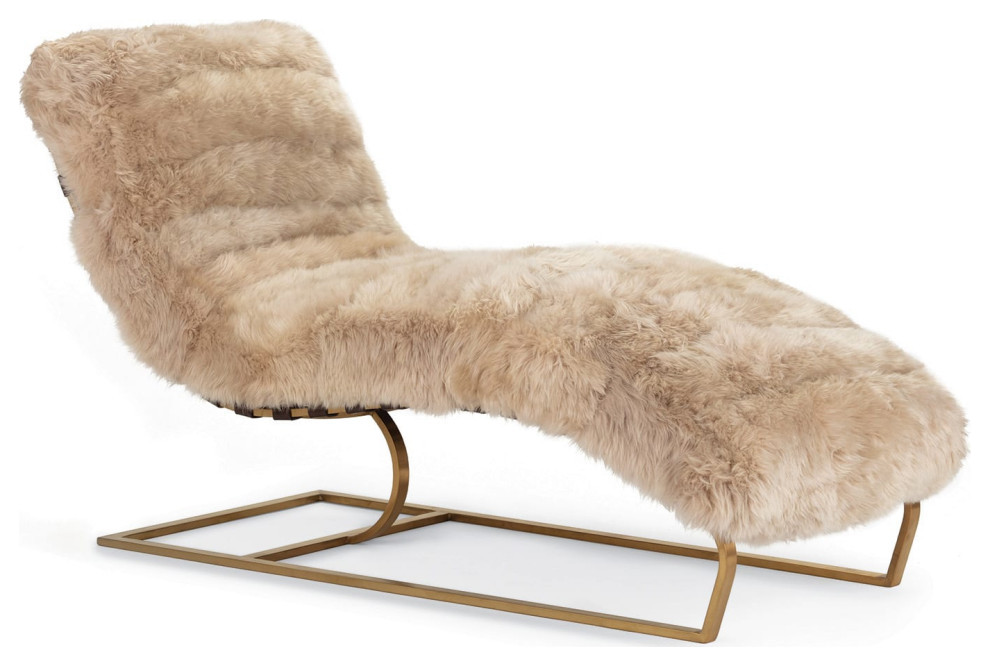 Siesta Chaise Lounge  Longhair Sheepskin   Contemporary   Indoor Chaise Lounge Chairs   by Regina Andrew  Houzz