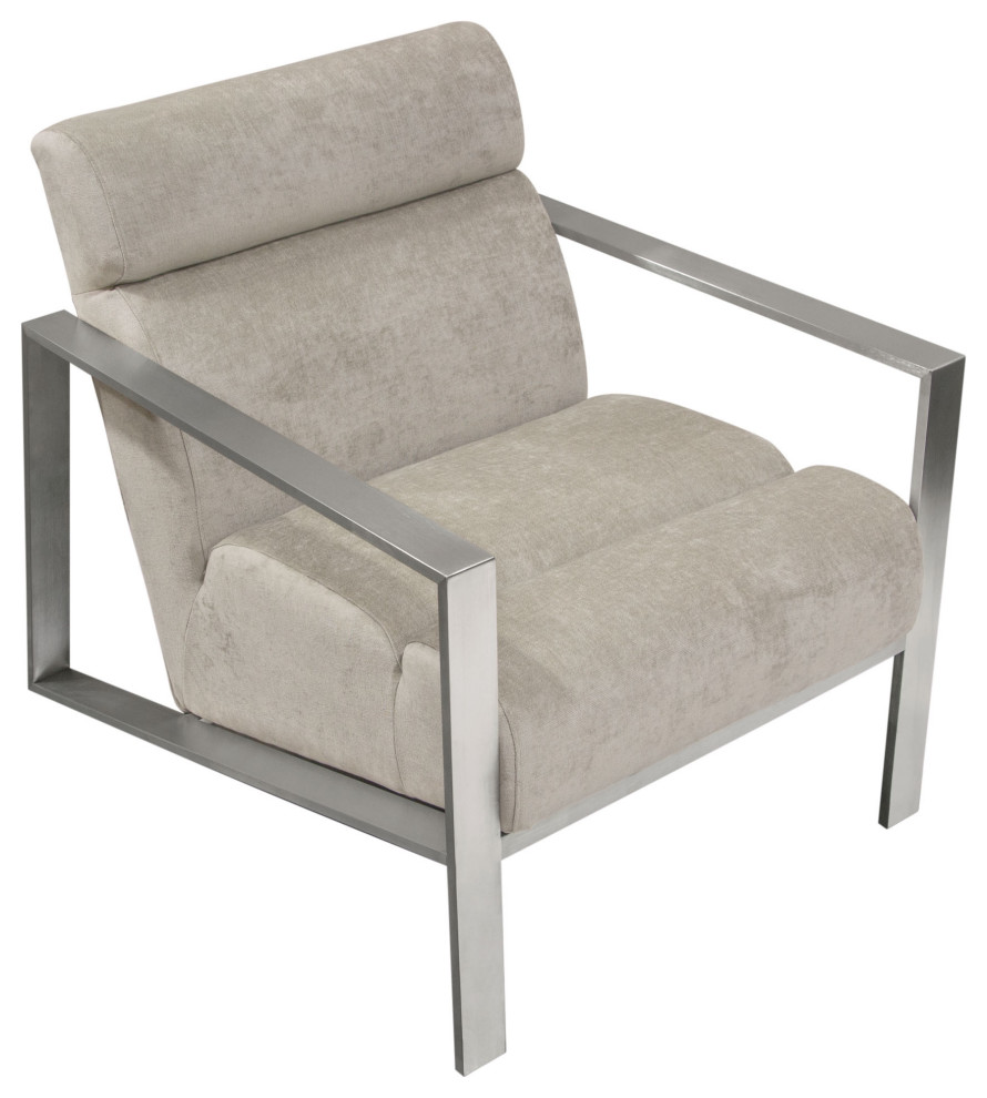 La Brea Accent Chair in Champagne Fabric with Brushed Stainless Steel Frame   Contemporary   Armchairs And Accent Chairs   by VirVentures  Houzz