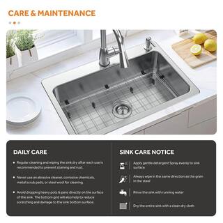 Glacier Bay Bratten Drop-InUndermount 18G Stainless Steel 33 in. 2-Hole Single Bowl Kitchen Sink with Accessories VT3322TA1ACC