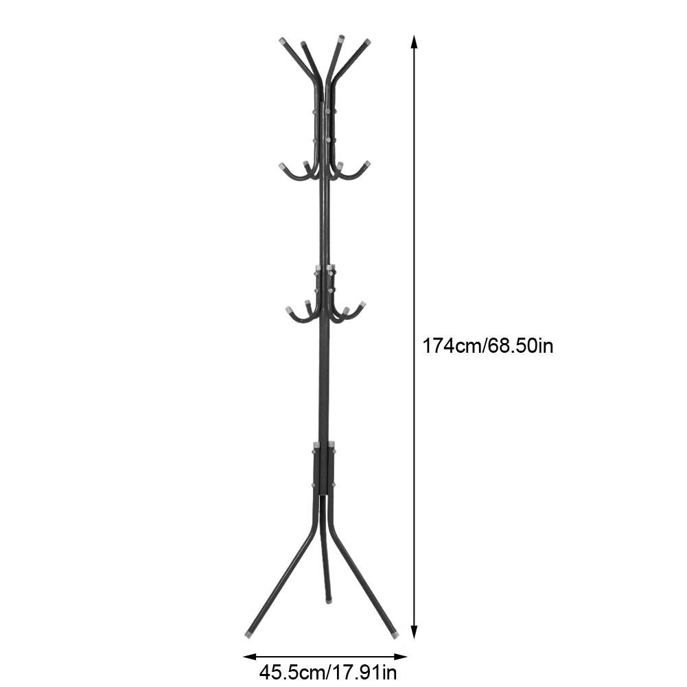 Oxgord Coat Rack 12 Hook Standalone Stainless Steel Hat Stand Clothes Hanger Hall Tree