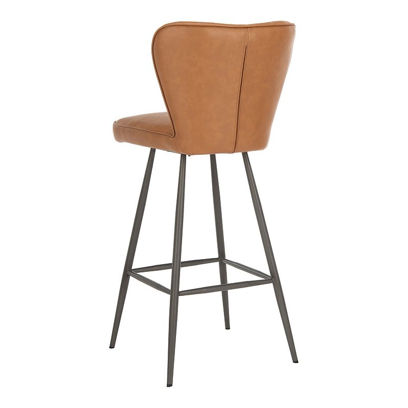 Safavieh Aster Mid Century Modern Leather Tufted Bar Stool