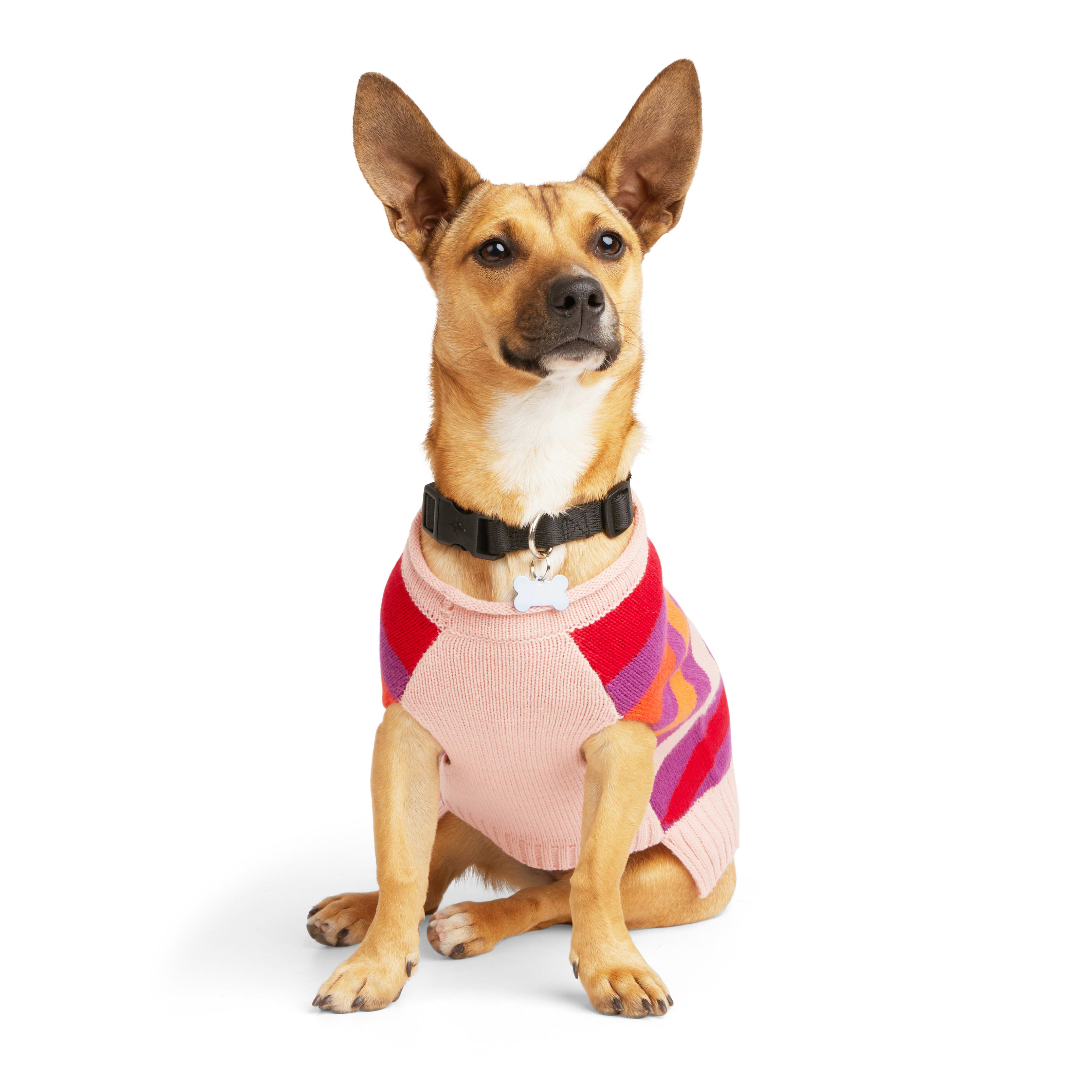 YOULY Pink Stripe Dog Sweater， XX-Small