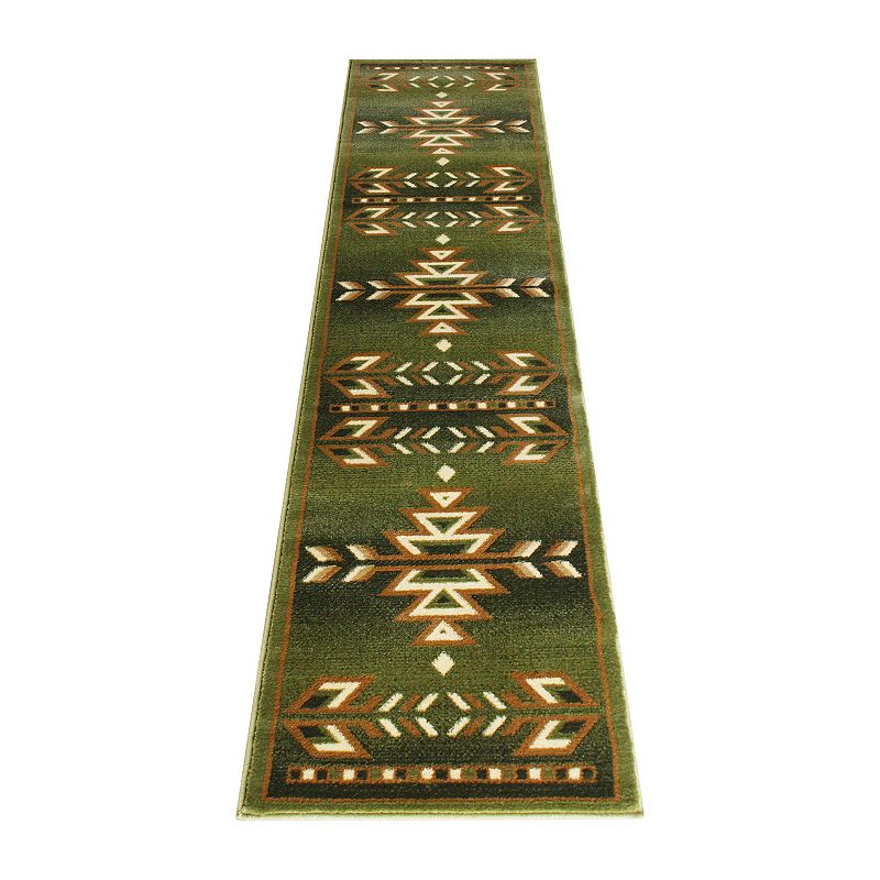 Masada Rugs Masada Rugs Southwest 2'x7' Native American Area Rug Runner in Green