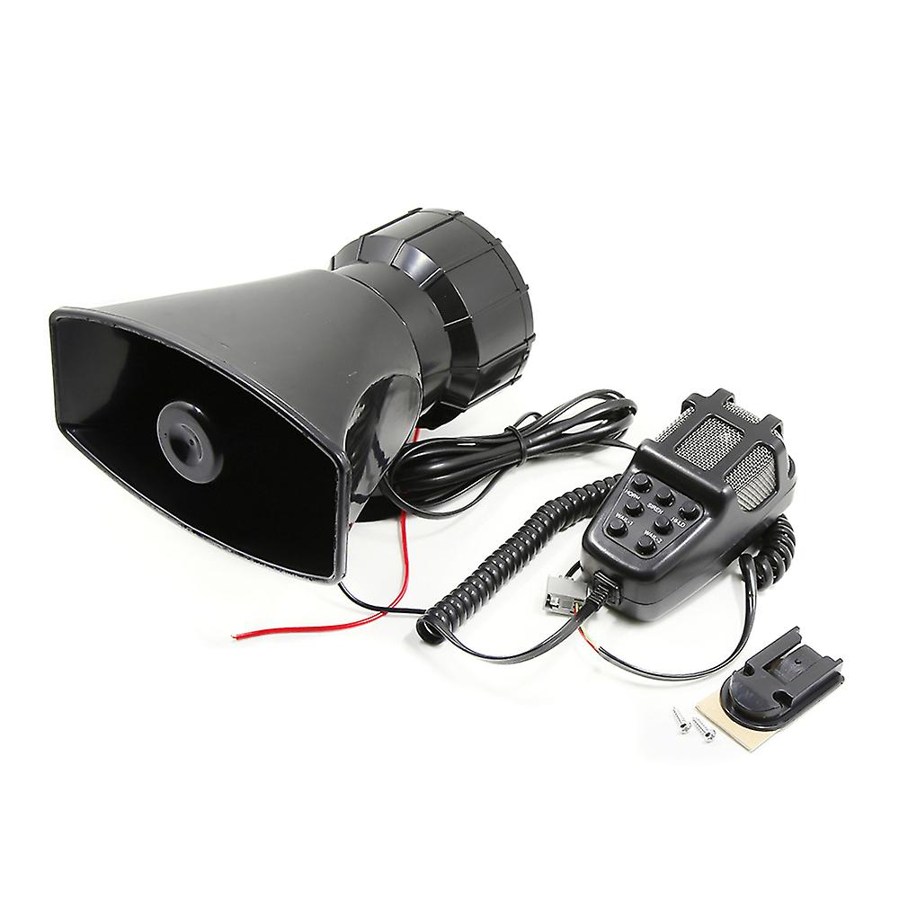 Black Car Megaphone 7 Tone Alarm Horn 12v 110db Loud Speaker Fire Alarm Ambulance Blaring Police Siren