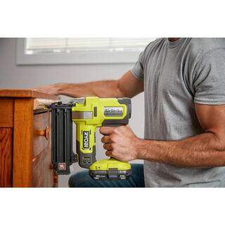 RYOBI ONE+ 18V Cordless 18-Gauge Brad Nailer with 18-Gauge Narrow Crown Stapler 2.0 Ah Battery and Charger P321-P361-PSK005