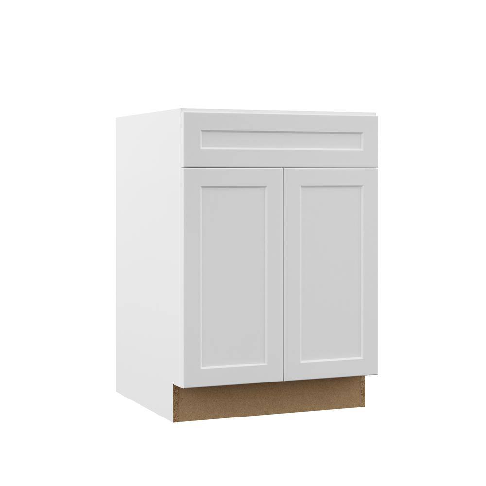 Hampton Bay Designer Series Melvern Assembled 24x34.5x23.75 in. Base Kitchen Cabinet in White B24-MLWH