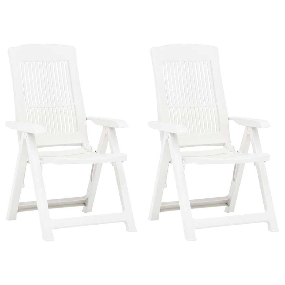 vidaXL Patio Reclining Chairs 2 pcs Plastic White