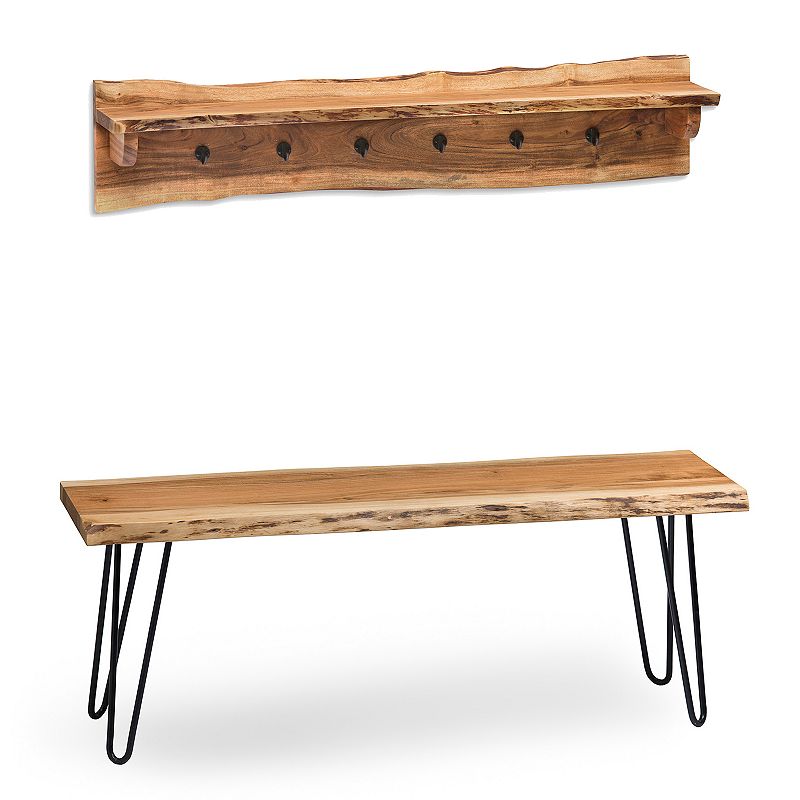 Alaterre Hairpin Bench and Coat Hook Shelf 2-piece Set