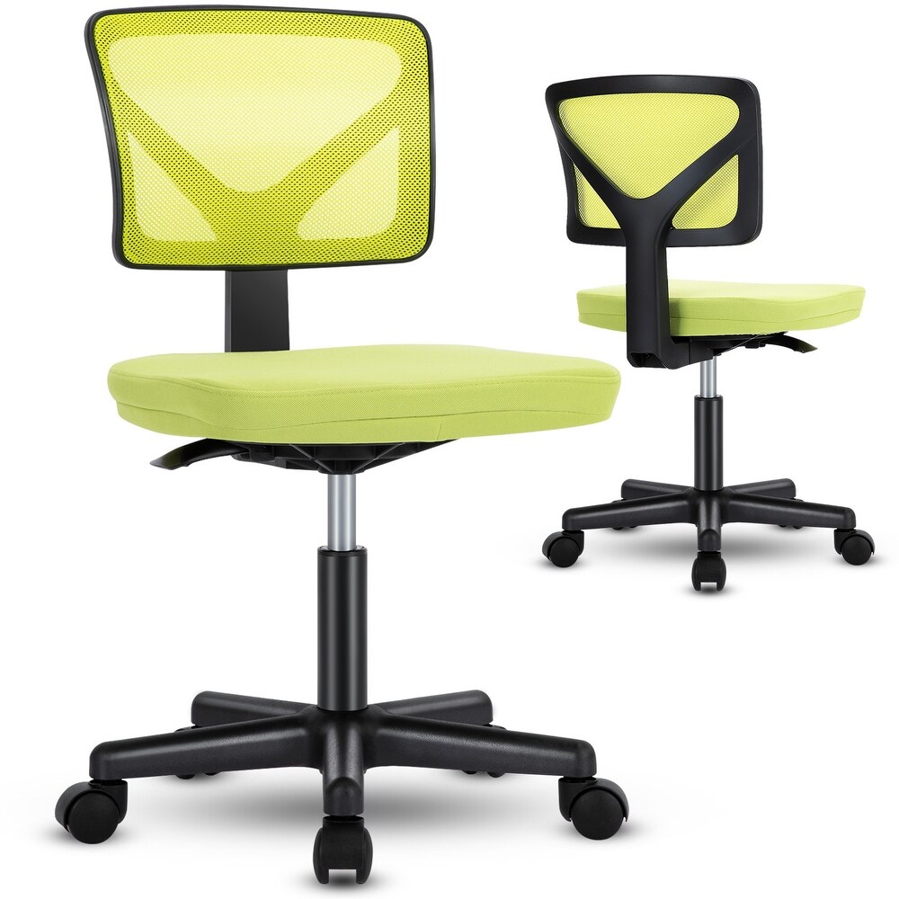 Armless Desk Chair Small Home Office Chair with Lumbar Support