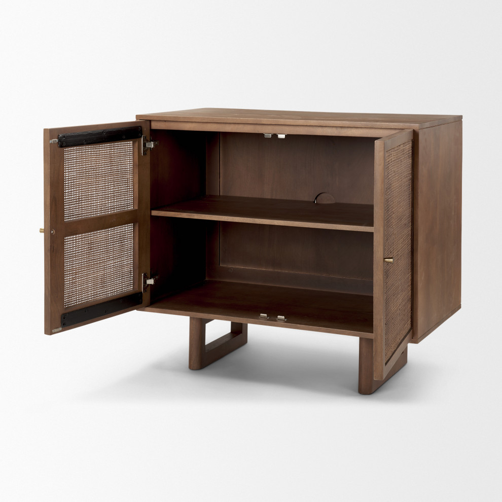 Grier Medium Brown Solid Wood With Cane Accent Cabinet   Tropical   Accent Chests And Cabinets   by Mercana  Houzz