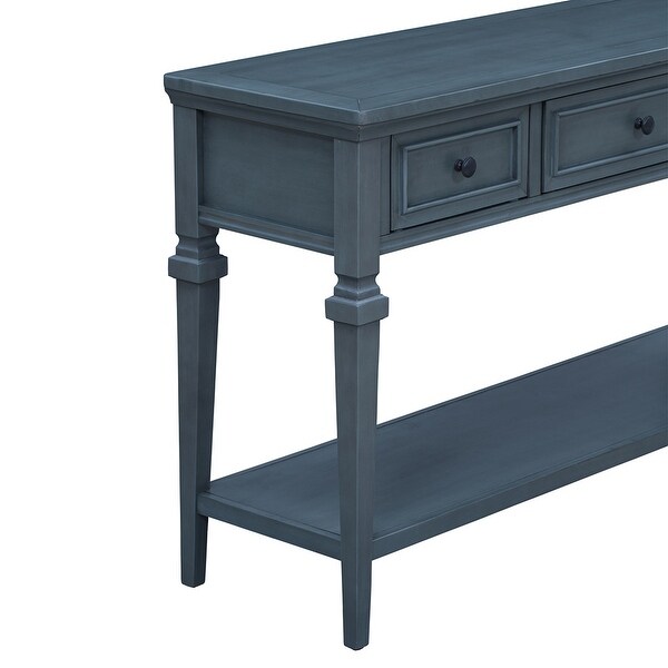 Classic Retro Style Console Table with 3 Drawers and Bottom Shelf