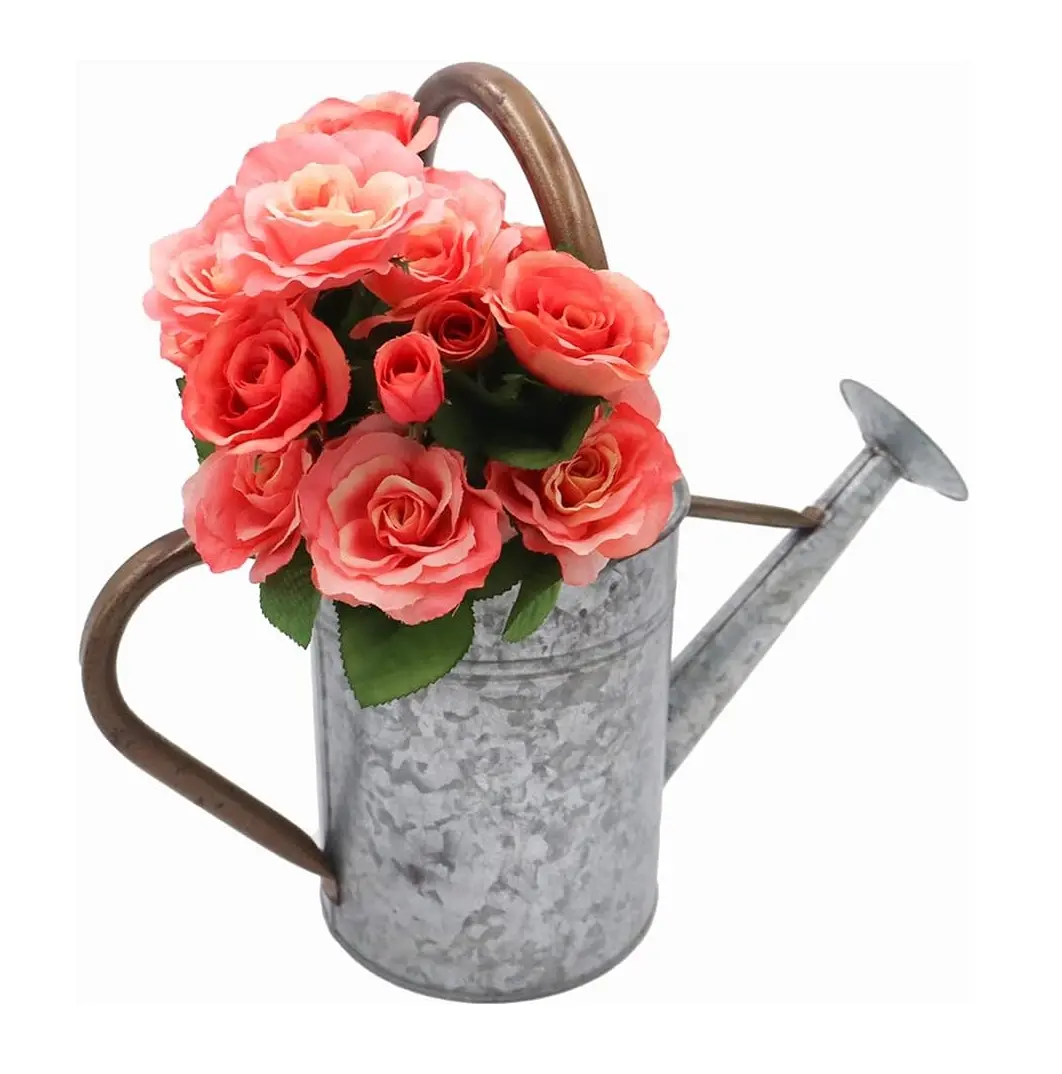 Orange Colored Water Can Best Quality Iron Metal New Design Custom Shape Watering Can For Home Garden Daily Usage